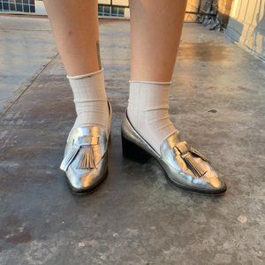 Rebecca Minkoff silver healed oxford loafers